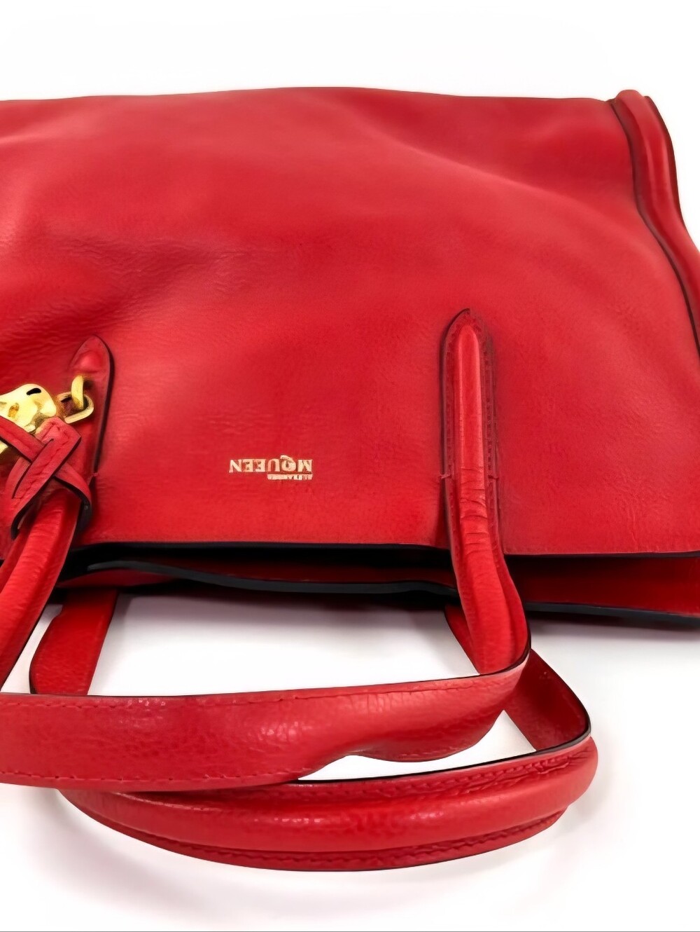 Alexander McQueen Large Skull Padlock Red Leather Satchel. excellent condition - Picture 4 of 16